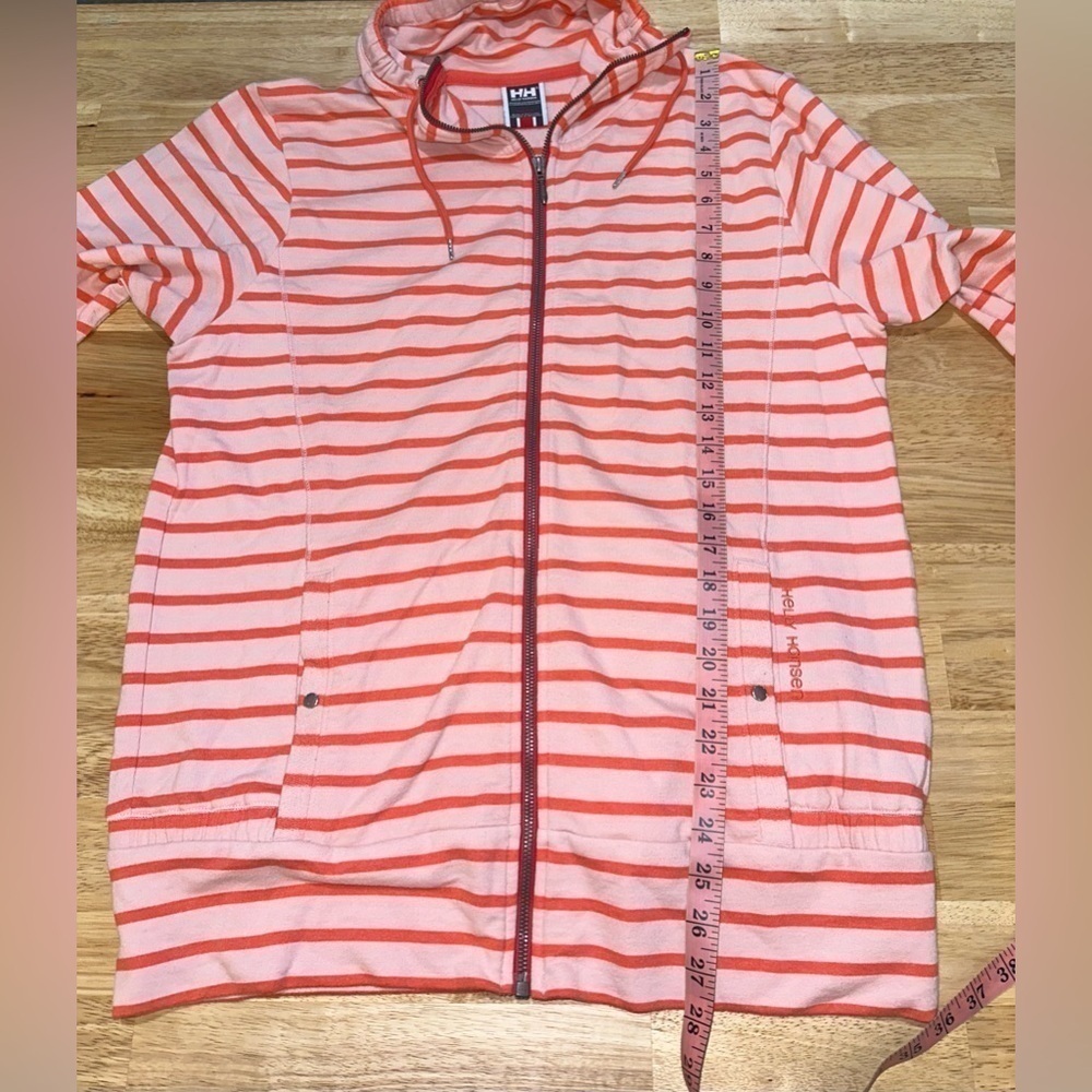 Helly Hansen Orange & Pink Striped Full-Zip Jacket L | High Neck | Cotton Blend - Picture 8 of 14